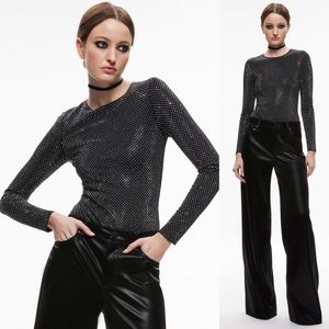 NWOT Alice+Olivia TAEYN EMBELLISHED CREW NECK BODYSUIT SizeXS $495